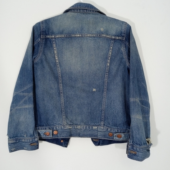 Madewell Ellery Wash Ripped Distressed Denim Jeans Jacket - Picture 4 of 5